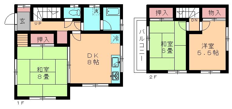 Floor plan. 11.2 million yen, 3DK, Land area 106 sq m , Building area 67.74 sq m