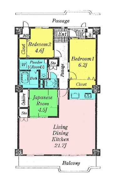 Floor plan. 3LDK, Price 13.8 million yen, Occupied area 86.82 sq m , Balcony area 8.93 sq m