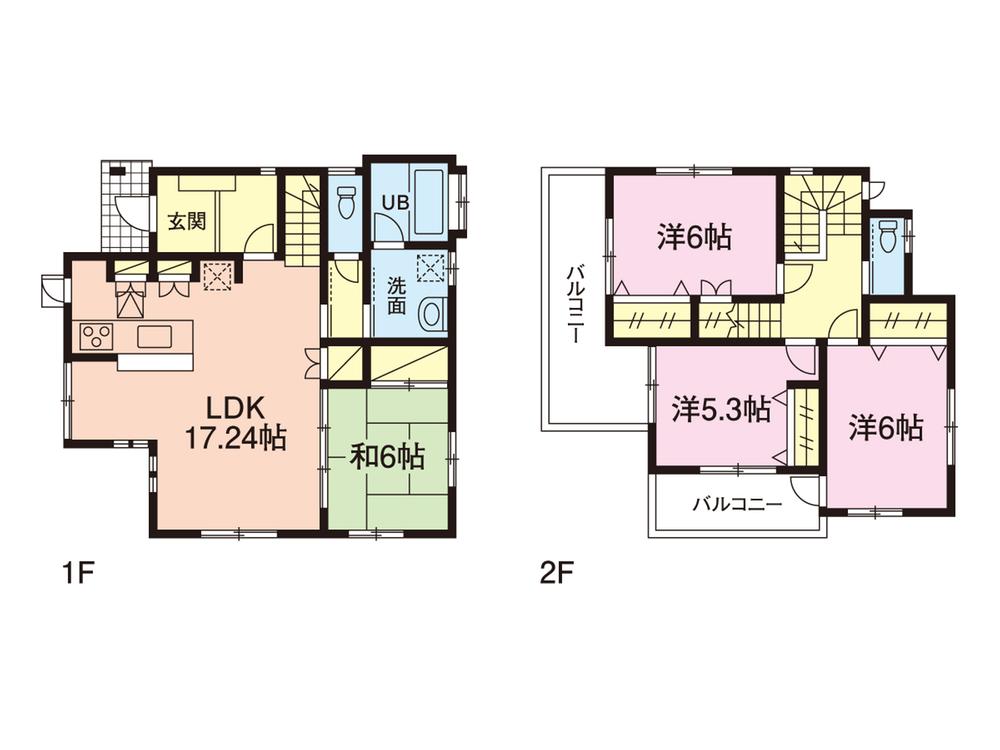 Floor plan. 25,800,000 yen, 4LDK, Land area 128.55 sq m , Building area 99.64 sq m 4LDK & 2 sided balcony