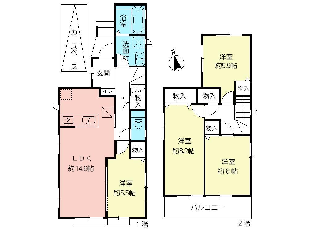Floor plan. (Building 2), Price 20,300,000 yen, 4LDK, Land area 115.58 sq m , Building area 94.81 sq m