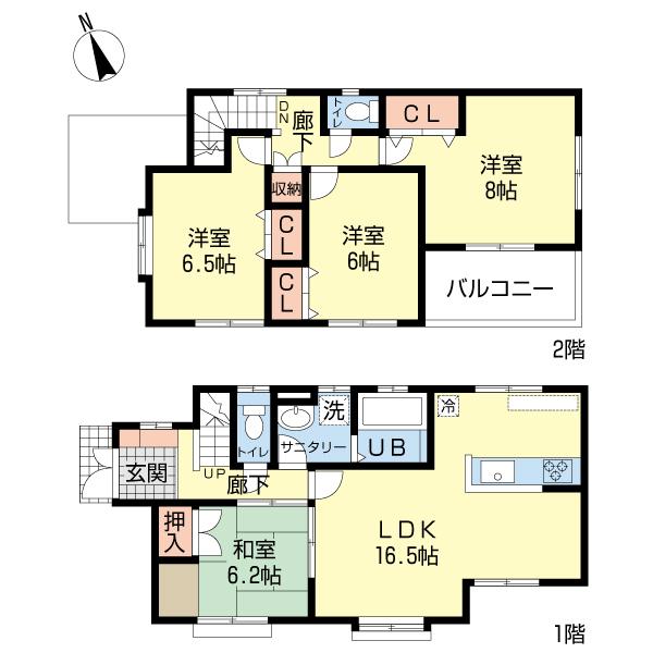 Floor plan. 21 million yen, 4LDK, Land area 165.41 sq m , Building area 99.36 sq m