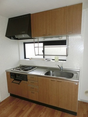Kitchen. Two-burner gas stove is equipped kitchen