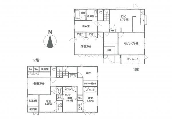 Floor plan. 28.8 million yen, 6LDK+S, Land area 219.61 sq m , Building area 164.18 sq m