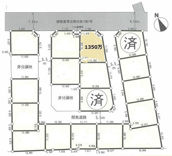 Compartment figure. Land price 13.5 million yen, Land area 136.05 sq m