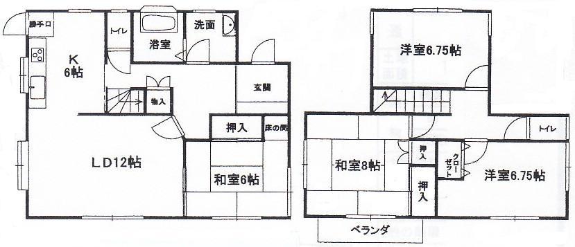 Floor plan. 8.25 million yen, 4LDK, Land area 136.53 sq m , Building area 104.33 sq m