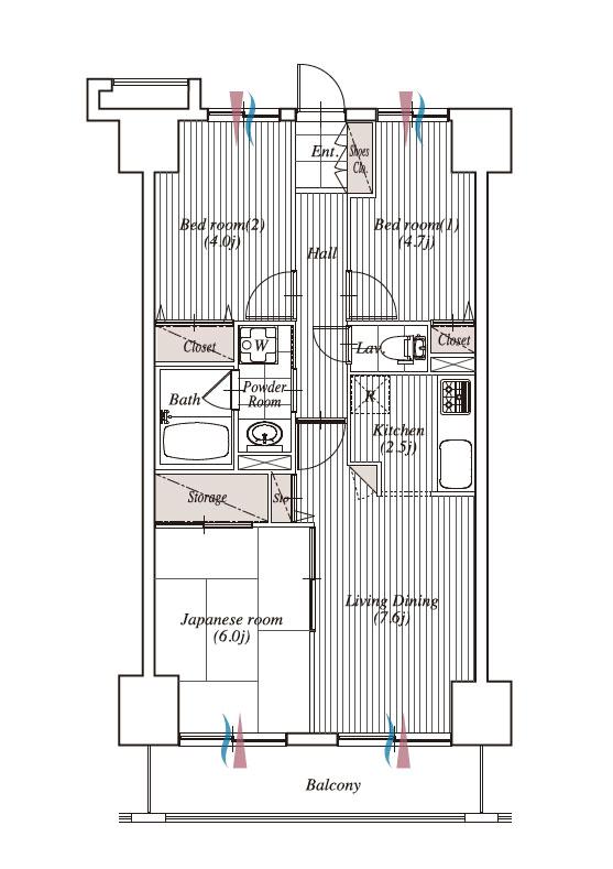 Floor plan. 3LDK, Price 24,980,000 yen, Footprint 58.8 sq m , Balcony area 7.42 sq m actual floor plan will be inverted type.