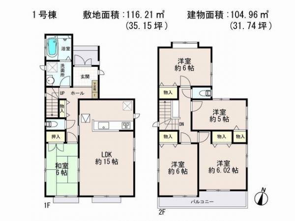 Floor plan. 38,800,000 yen, 5LDK, Land area 116.21 sq m , Building area 104.96 sq m