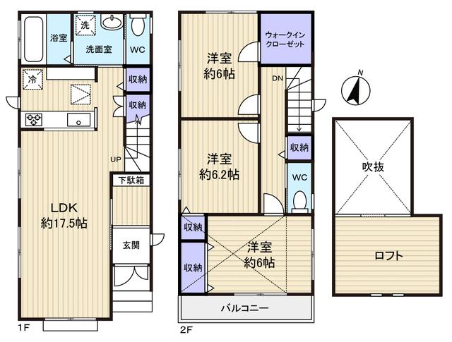 Floor plan. 28.8 million yen, 3LDK, Land area 125.84 sq m , Floor plan of the building area 88.6 sq m All rooms 6 quires more leeway
