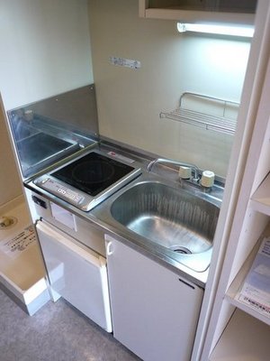 Kitchen. IH stove in the kitchen. With mini fridge. 