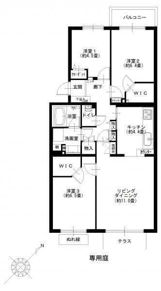 Floor plan. 3LDK, Price 21,400,000 yen, Occupied area 75.14 sq m