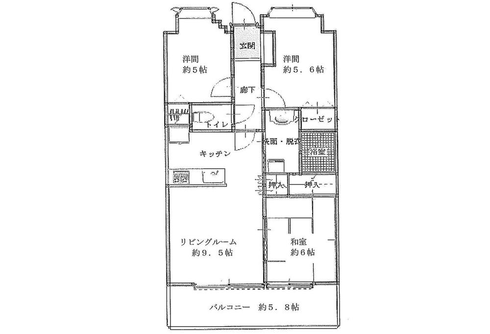 Floor plan. 3LDK, Price 23.8 million yen, Footprint 62.1 sq m , Balcony area 9.6 sq m