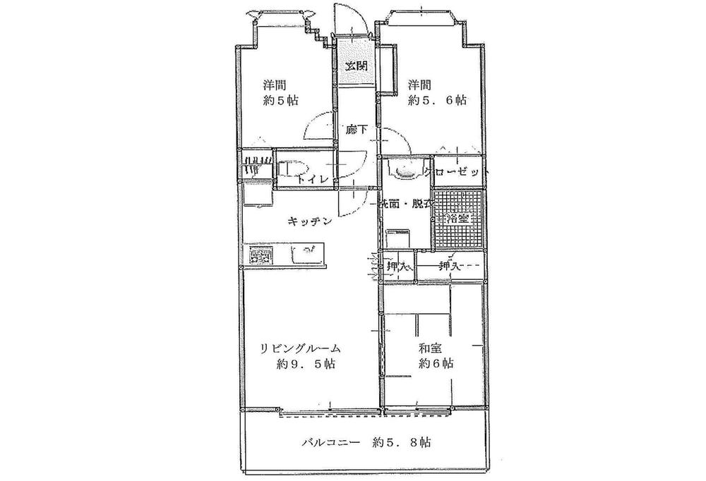 Floor plan. 3LDK, Price 23.8 million yen, Footprint 62.1 sq m , Balcony area 9.6 sq m