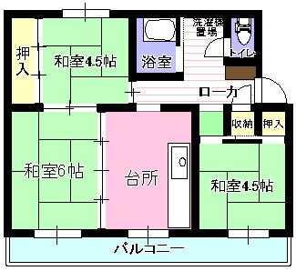 Floor plan. 3K, Price 5.5 million yen, Occupied area 51.37 sq m , Bright-facing balcony area 7 sq m south into three chambers, Airy is a good room.