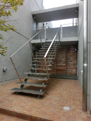 Entrance. Stylish courtyard