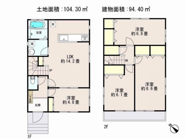 Floor plan. 23.8 million yen, 4LDK, Land area 104.3 sq m , Priority to the present situation is if it is different from the building area 94.4 sq m drawings