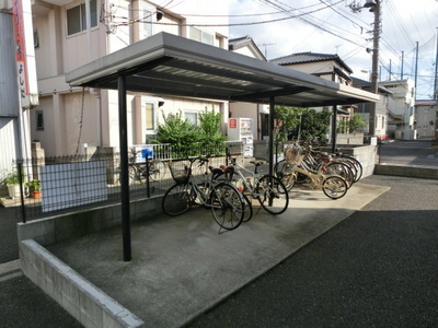 Security. Happy Covered bicycle parking