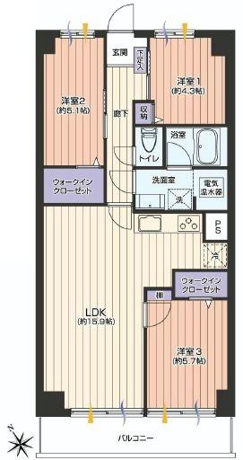 Floor plan. 3LDK, Price 17,900,000 yen, Footprint 72 sq m , There is a balcony area 8.4 sq m walk-in closet is two places, Storage is abundant Floor.