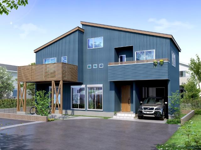 Rendering (appearance). Wood deck is secured 2 car stylish appearance !! car space eye-catching, South-facing property !!