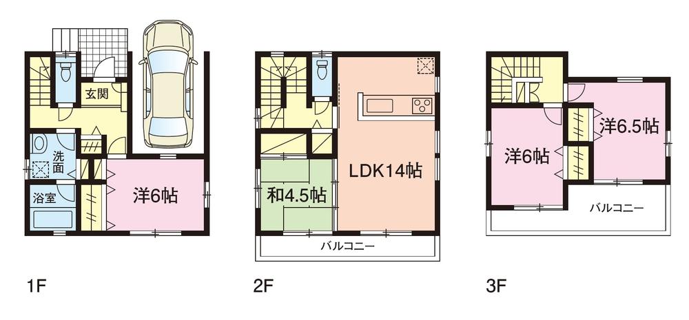 Floor plan. (1 Building), Price 37,800,000 yen, 4LDK, Land area 72.48 sq m , Building area 108.19 sq m