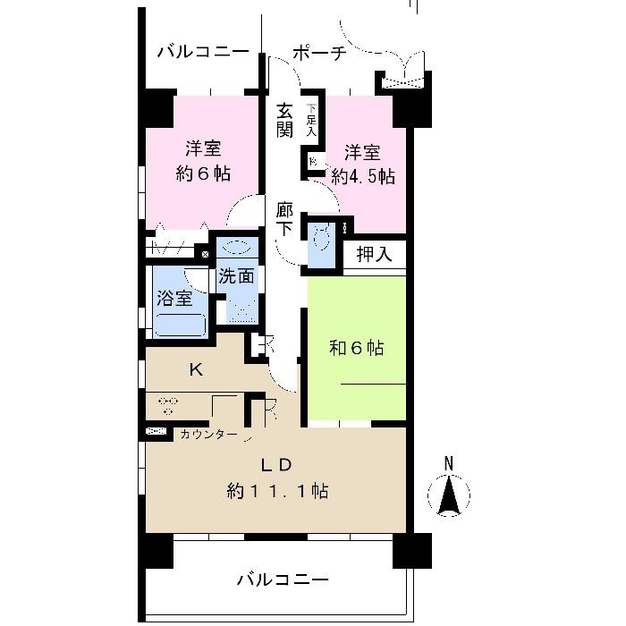 Floor plan. 3LDK, Price 21,800,000 yen, Occupied area 67.84 sq m , Balcony area 17.48 sq m