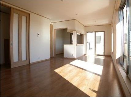 Living. Spacious living room It captures the light to feel good in from the south.