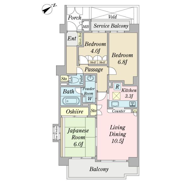 Floor plan. 3LDK, Price 17,900,000 yen, Occupied area 70.88 sq m , Balcony area 9.18 sq m