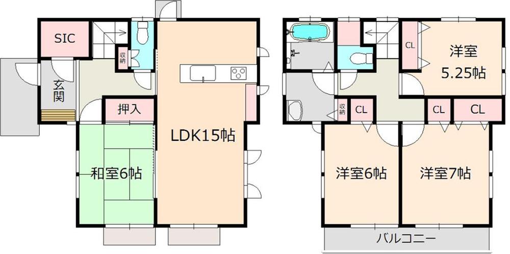 Floor plan. (1 Building), Price 44,740,000 yen, 4LDK, Land area 105.24 sq m , Building area 99.14 sq m