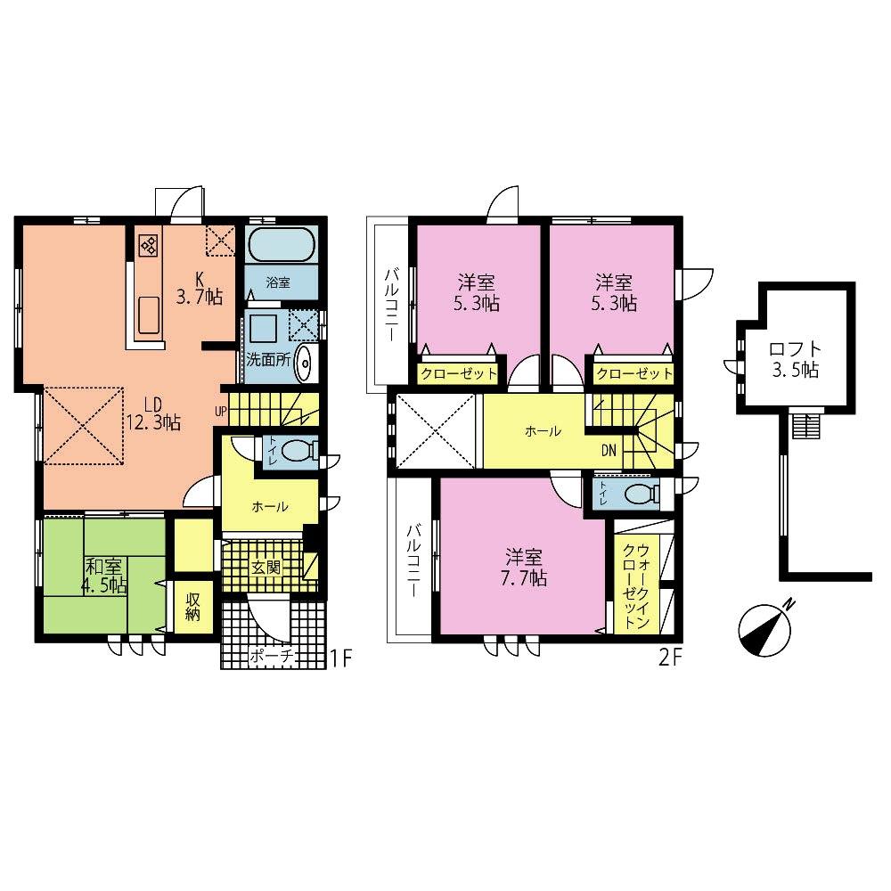 Floor plan. (D Building), Price 27,800,000 yen, 4LDK, Land area 128.17 sq m , Building area 98.95 sq m