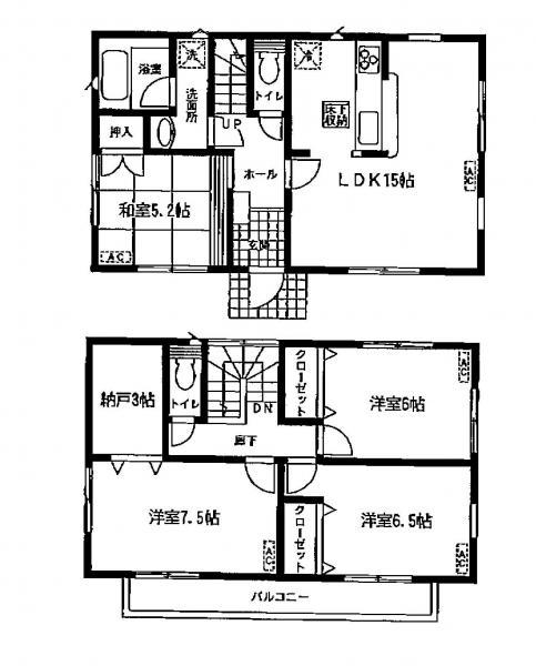 Floor plan. 34,800,000 yen, 4LDK+S, Land area 136.53 sq m , Building area 96.39 sq m