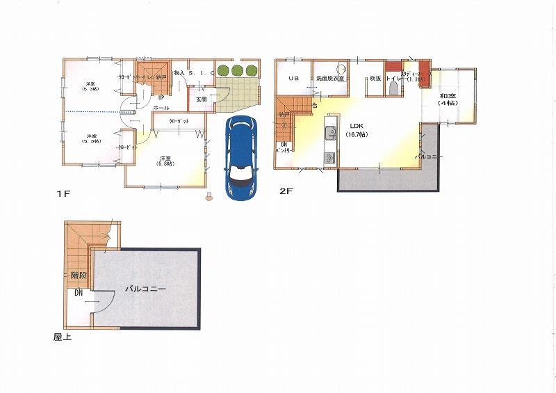 Floor plan. 43,800,000 yen, 2LDK + S (storeroom), Land area 91.86 sq m , Building area 95.87 sq m floor plan