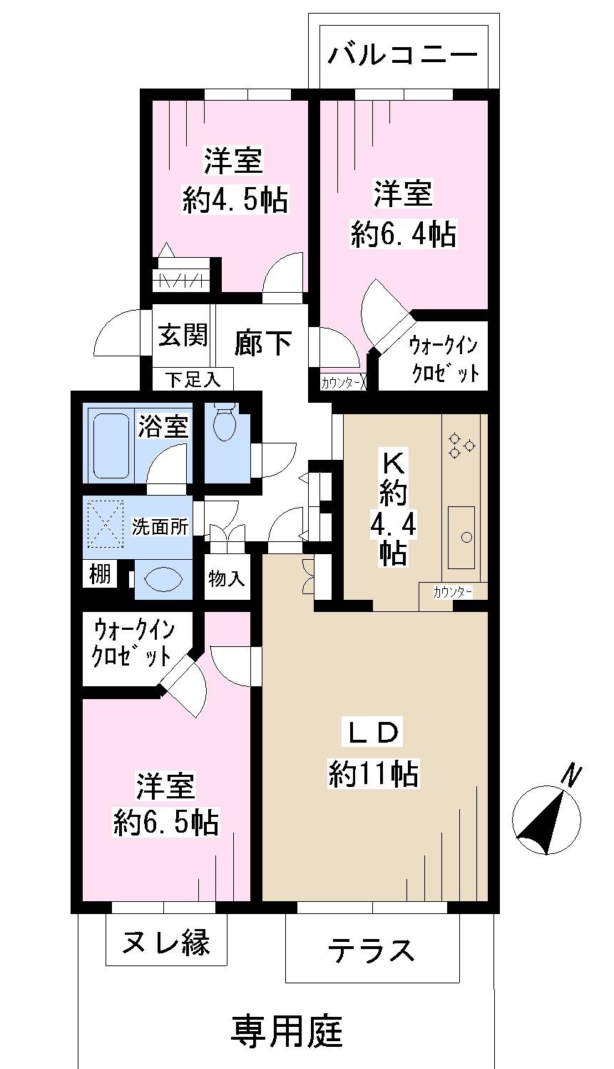 Floor plan. 3LDK + 2S (storeroom), Price 21,400,000 yen, Occupied area 75.14 sq m