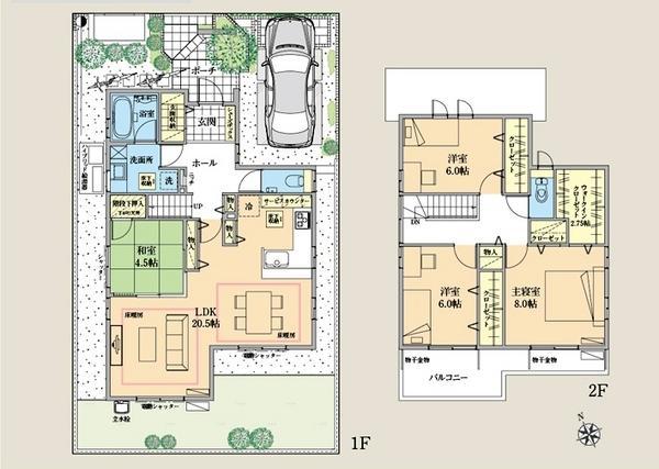 Floor plan. 67,800,000 yen, 4LDK+S, Land area 146.88 sq m , Building area 121.26 sq m