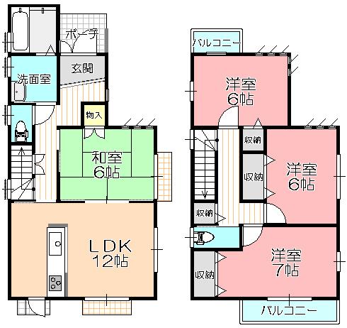 Floor plan. 34 million yen, 4LDK, Land area 104.91 sq m , Building area 92.73 sq m