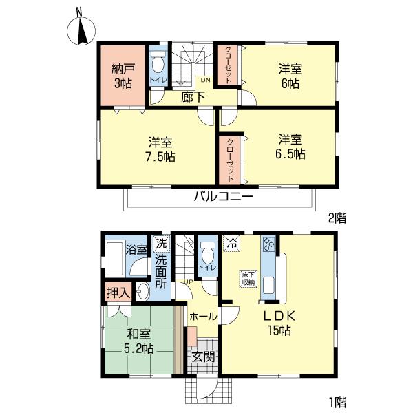 Floor plan. 34,800,000 yen, 4LDK + S (storeroom), Land area 136.53 sq m , Building area 96.39 sq m floor plan