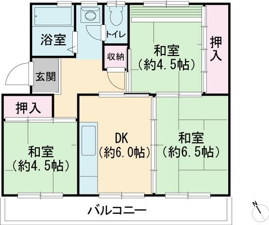 Floor plan. 3DK, Price 6.3 million yen, Occupied area 48.99 sq m