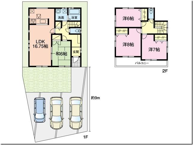 Other. 50 square meters site ・ LDK16.75 Pledge, Furniture layout easy to square 8 quires bedroom. Car space three possible Building 2!