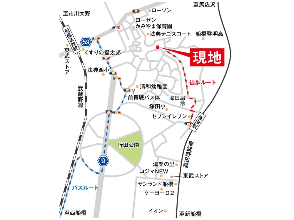 Local guide map. Location that is easy to access to the bridge center.