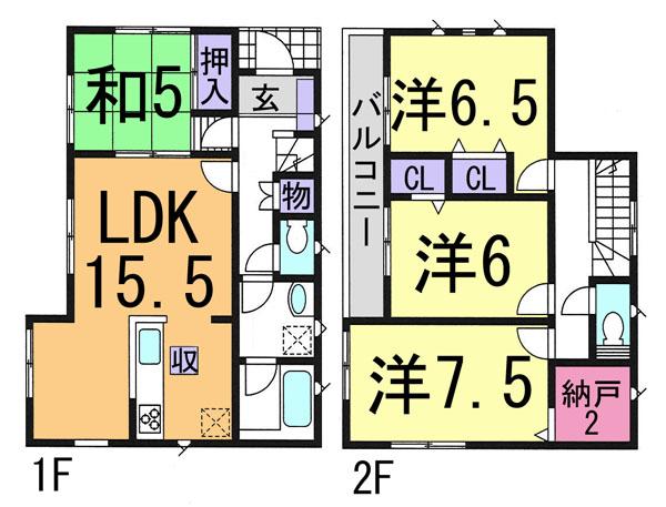 Floor plan. (1 Building), Price 27,800,000 yen, 4LDK+S, Land area 139.04 sq m , Building area 95.17 sq m