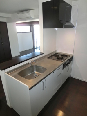 Kitchen. Stylish 3-burner stove in the kitchen counter