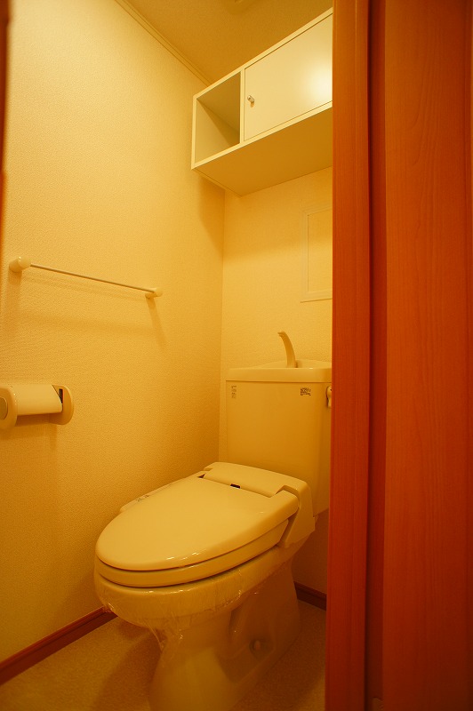 Toilet. This is useful when there is a shelf above