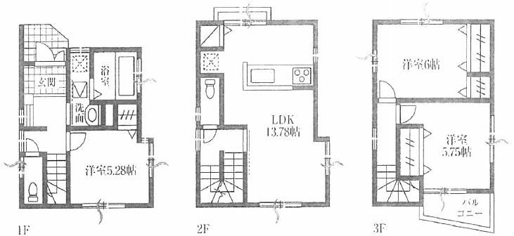 Floor plan. 20.8 million yen, 3LDK, Land area 59.47 sq m , Building area 83.35 sq m