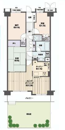 Floor plan. 2LDK + S (storeroom), Price 19.9 million yen, Occupied area 65.97 sq m , Balcony area 7.83 sq m floor plan