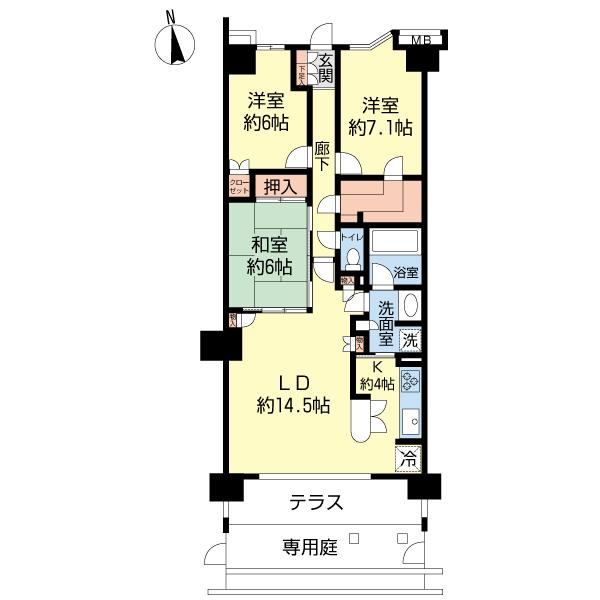 Floor plan. 3LDK, Price 25,900,000 yen, Occupied area 85.68 sq m