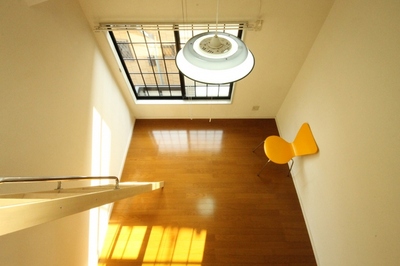 Living and room. Overlooking the living room from the loft