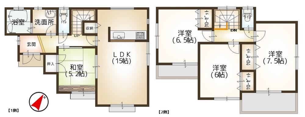 Floor plan. (1 Building), Price 24,800,000 yen, 4LDK, Land area 134.56 sq m , Building area 96.05 sq m