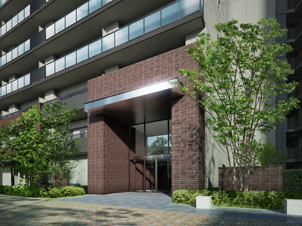 Shared facilities.  [Entrance Rendering CG] The residence of three buildings structure 281 of the families live in, Yet dynamic appearance, such as to renew the scenery in front of the station, Low-rise unit inherit the design of the brick to be continuous with "Funabashi Nihon before" station building. Entrance is as a gate shape of a portal type, Celebrates gently those who live become your way from the station.