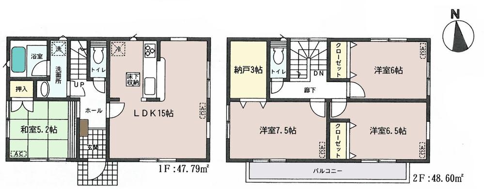 Floor plan. 34,800,000 yen, 4LDK + S (storeroom), Land area 136.53 sq m , Building area 96.39 sq m