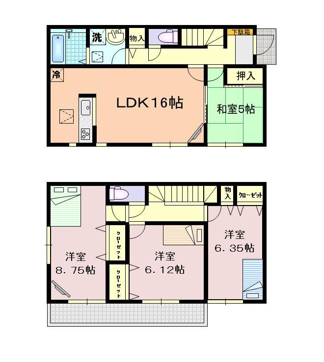 Floor plan. ((1) Building), Price 25,800,000 yen, 4LDK, Land area 182 sq m , Building area 99.16 sq m