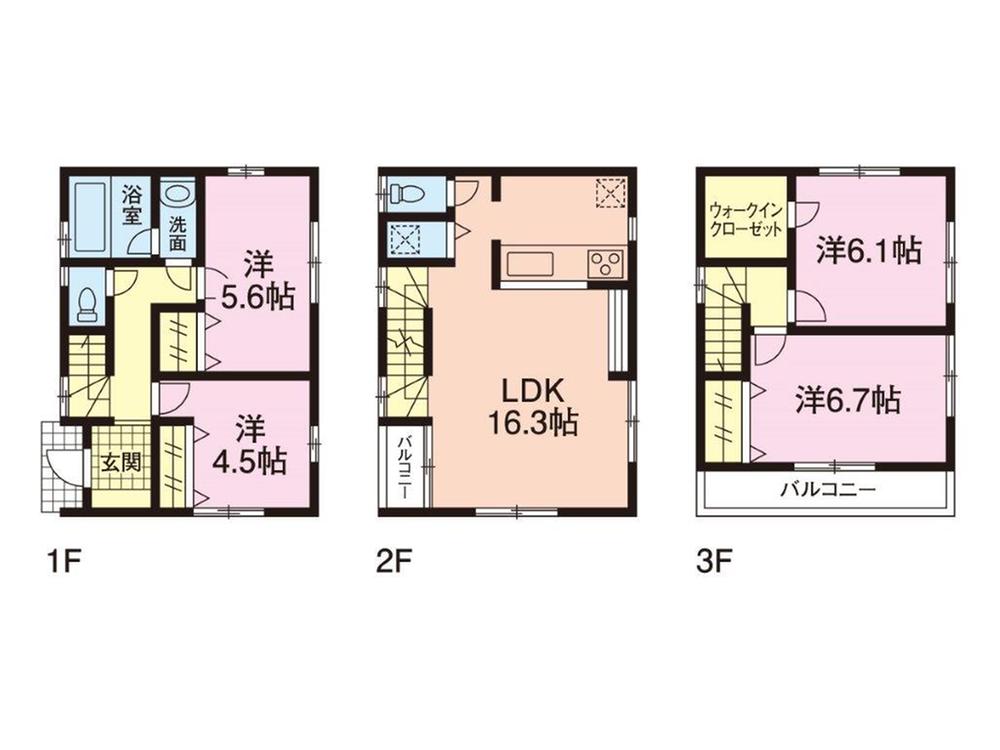 Building plan example (floor plan). Building plan example (No. 1 place) building price 15 million yen, Building area 95.43 sq m