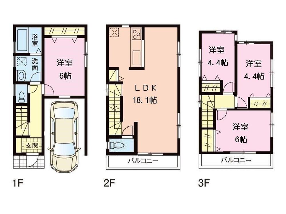 Building plan example (floor plan). Building plan example (No. 1 place) building price 15 million yen, Building area 95.43 sq m
